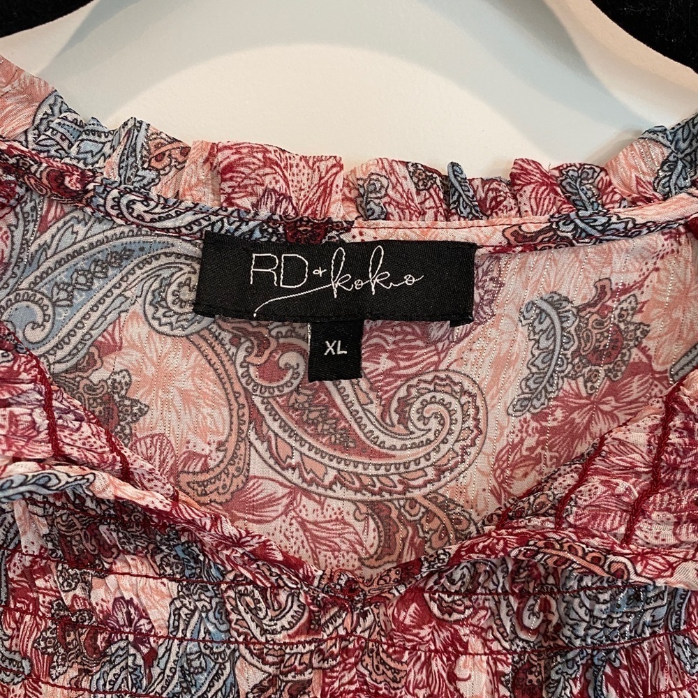 Gorgeous RD Kokio Sheer Pink Blouse Top Sz XL - Picture 2 of 3